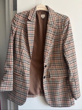 a new day Checked Blazer in Brown, Black & Cream